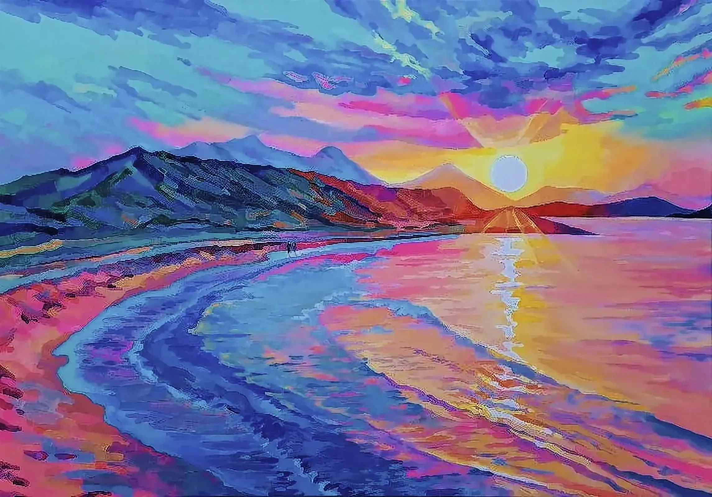 Captivating landscape painting of Alagadi sunset in North Cyprus