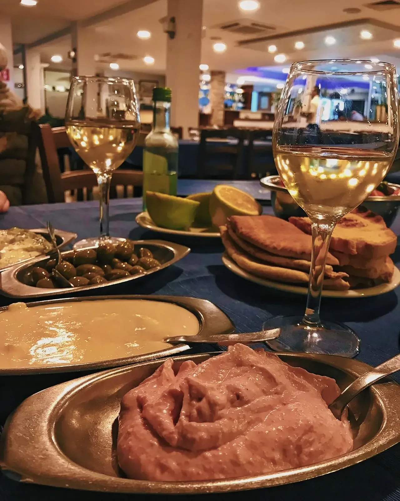 Elegant dining setting at Zephyros restaurant in Larnaca