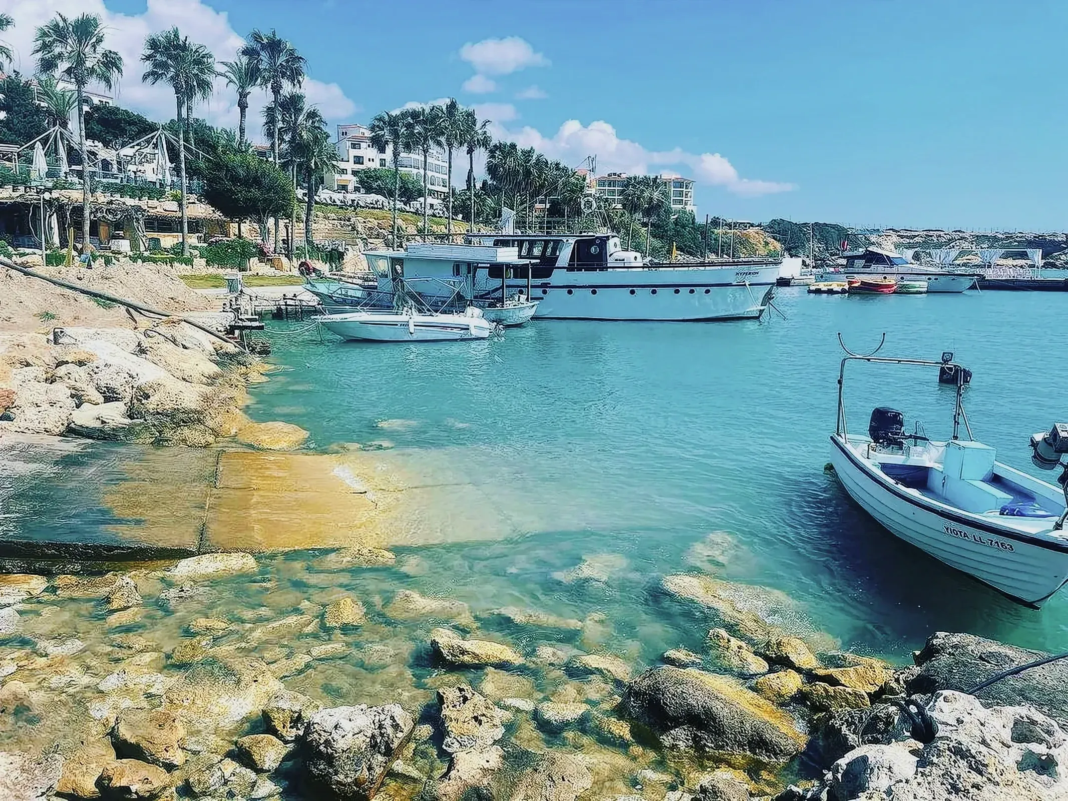 Captivating outdoor scene of boats in Coral Bay, Cyprus