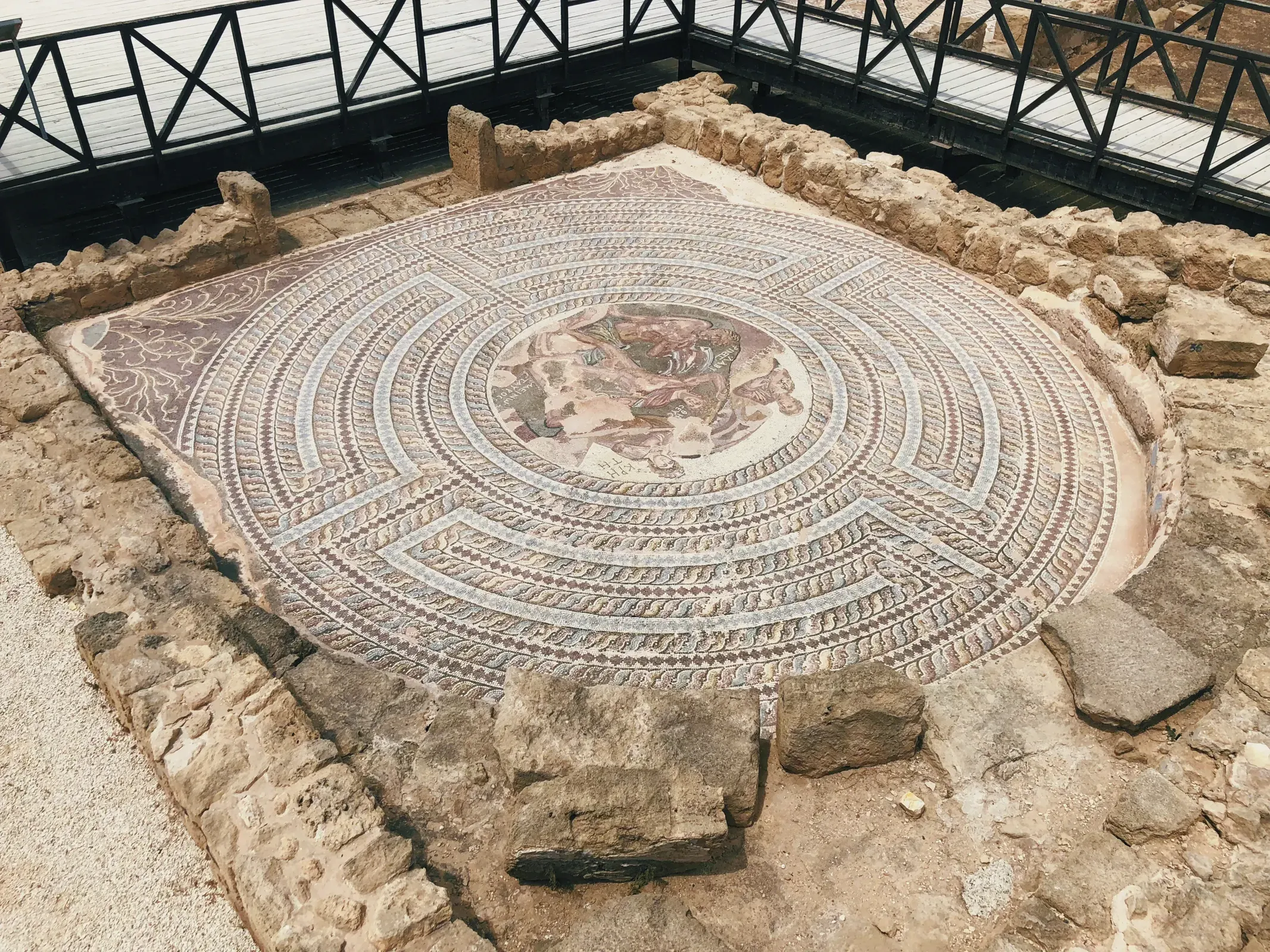 Elaborate stone mosaic in Nea Paphos