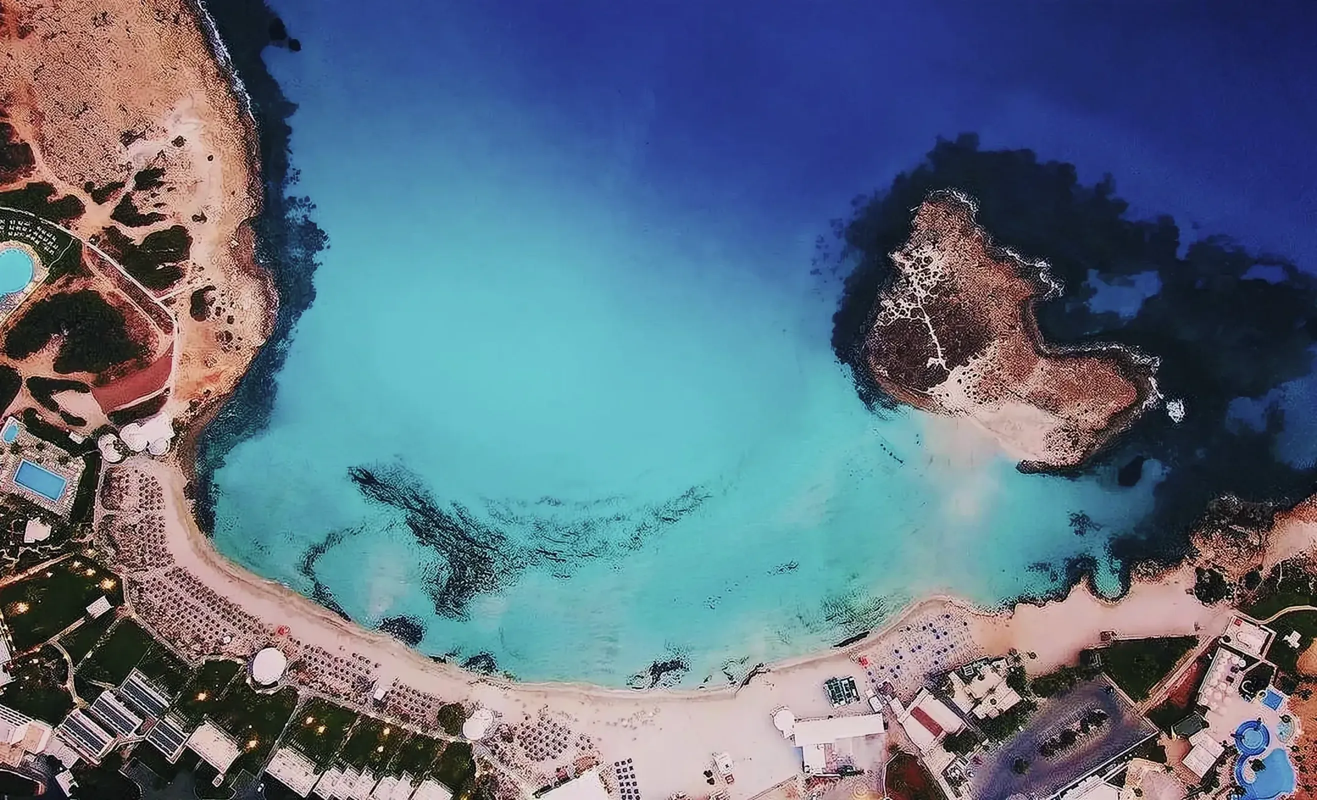Aerial view of Nissi Beach in Ayia Napa, Cyprus