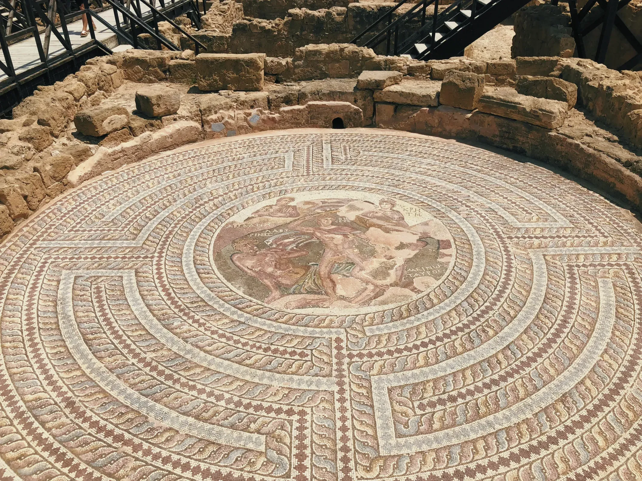 Intricate mosaic art piece in Nea Paphos