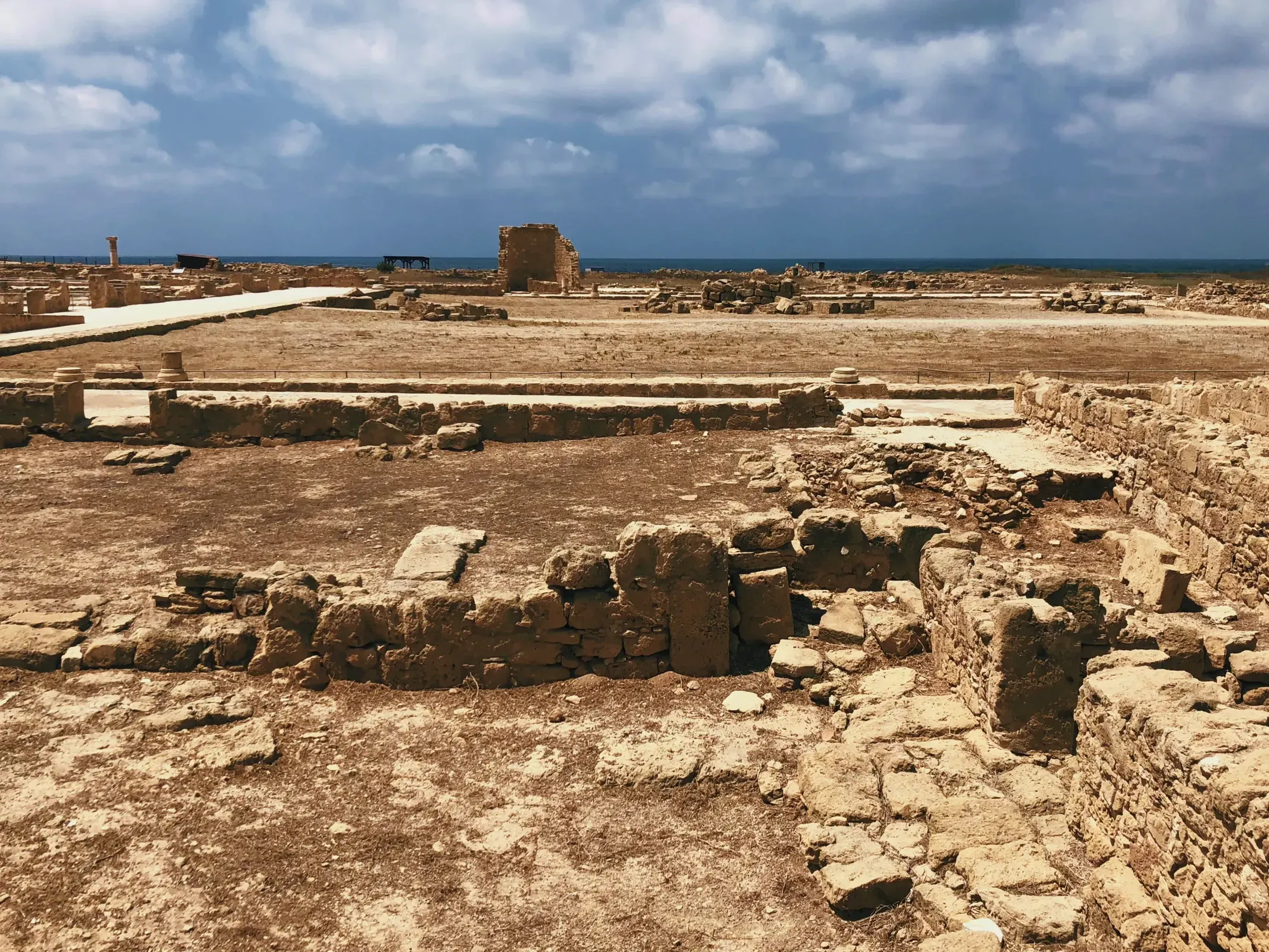 Ruins of an ancient stone building in Nea Paphos
