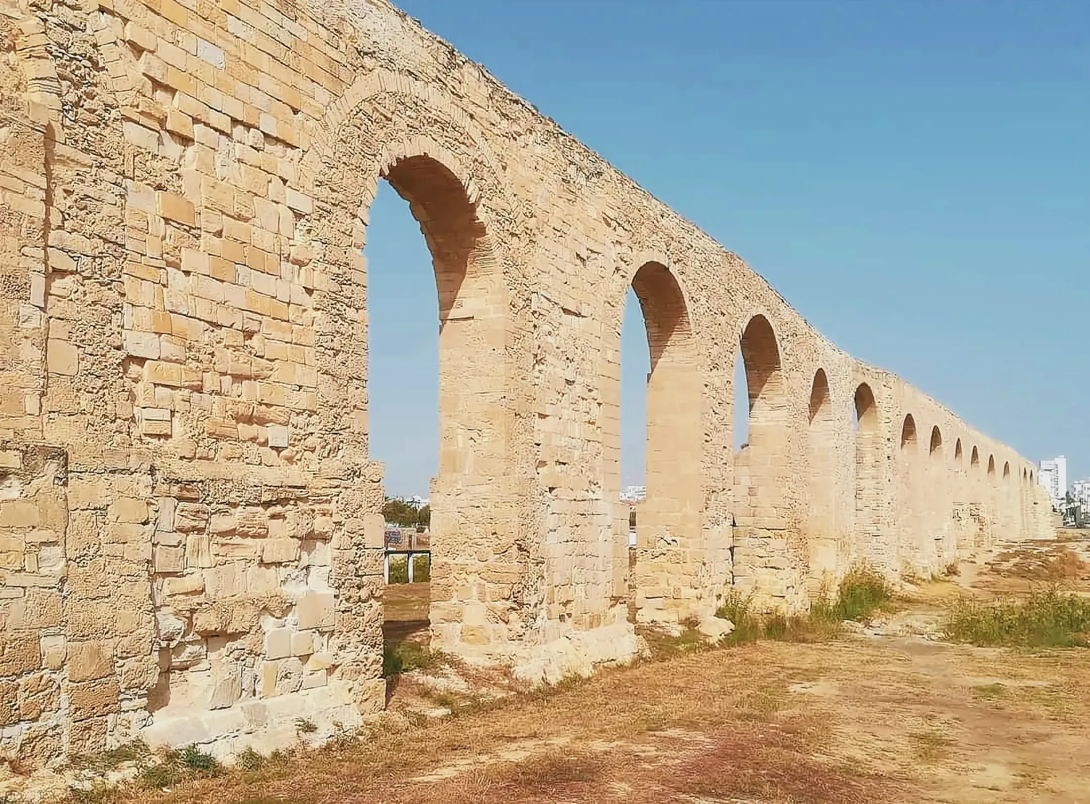 Historic Kamares Aqueduct in Larnaca, Cyprus.
